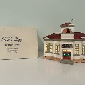 Department 56 Snow Village Jefferson School with Red Roof
